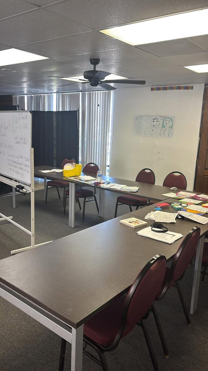 Promise Land Academy classroom set up for the day's lessons